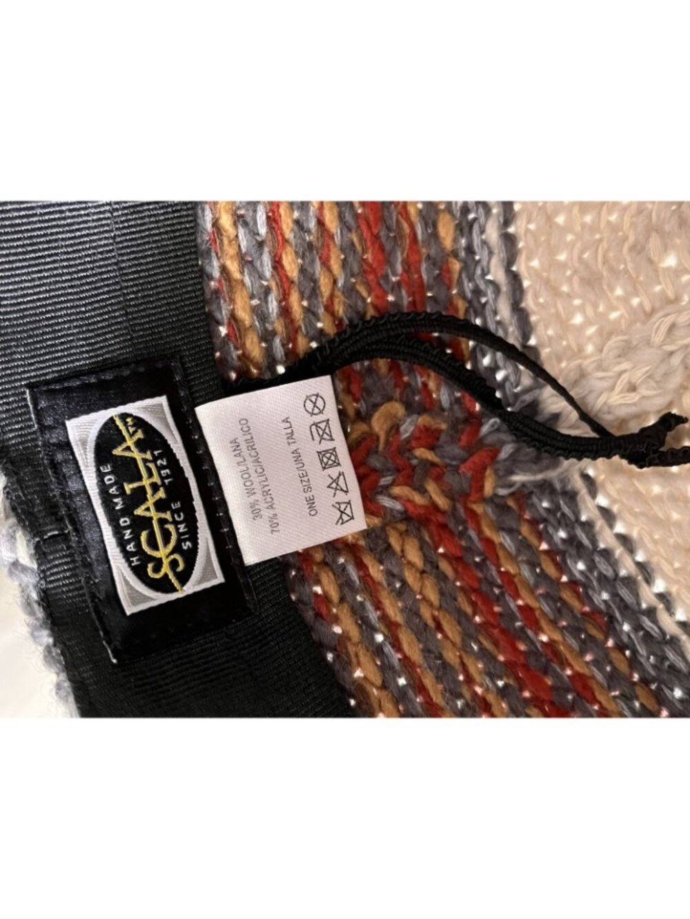 SCALA Handmade Wool Blend Multi-Color Knit Hat Cap Women's One Size - Picture 8 of 8